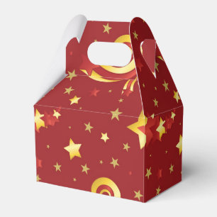 Gold Snowflakes on Christmas Red Favour Box