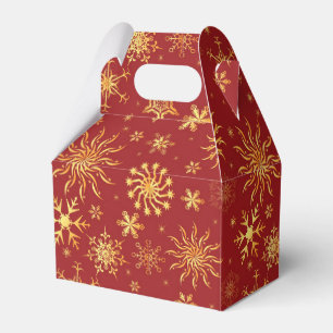 Gold Snowflakes on Dark Red Christmas Favour Box