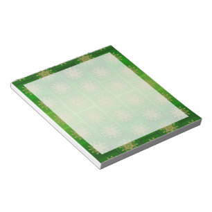 Gold Snowflakes on Emerald Notepad