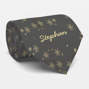 Gold snowflakes on grey tie