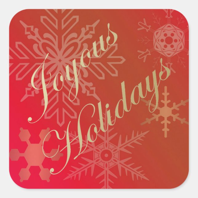 Gold Snowflakes on Ombre Red Sticker (Front)