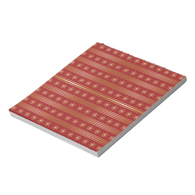 Gold Snowflakes on Red Christmas pattern Notepad (Rotated)