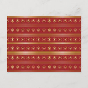 Gold Snowflakes on Red Christmas pattern Postcard