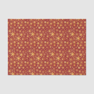 Gold Snowflakes on red pattern Christmas Tissue Paper
