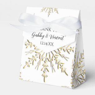 Gold Snowflakes on White Winter Wedding Favour Box