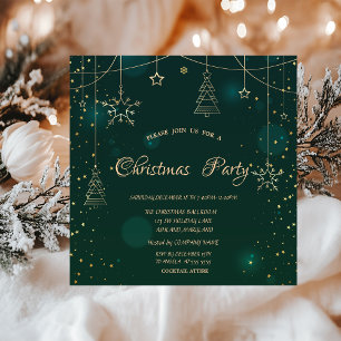 Gold Snowflakes Ornaments Corporate Christmas Invitation