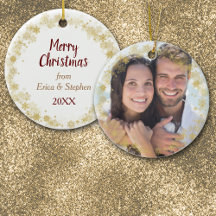 Gold Snowflakes Photo Frame Christmas