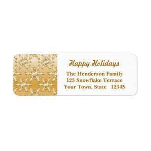 Gold Snowflakes Return Address Label