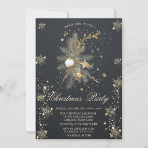 Gold Snowflakes,Vintage Ball Branch Company  Invitation