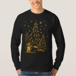 Gold Snowman and Christmas Tree Shirt<br><div class="desc">Golden Christmas Tree with a snowman</div>