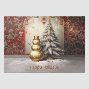Gold Snowman Christmas Tree Holiday Tissue Paper