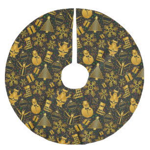 gold snowman christmas tree skirt