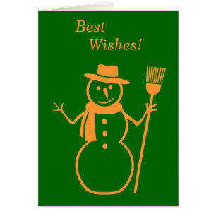 gold snowman graphic design green christmas card