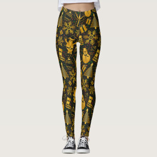gold snowman leggings