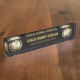 Gold Soccer Coach Nameplate