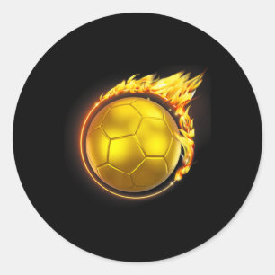 Gold Soccer Ll Flames Flaming Flying Soccer Ll On Classic Round Sticker