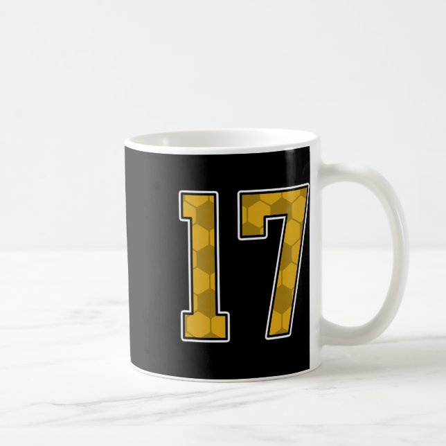 Gold Soccer Pattern Number 17 Jersey Player Unifor Coffee Mug (Right)