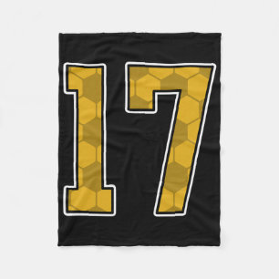 Gold Soccer Pattern Number 17 Jersey Player Unifor Fleece Blanket