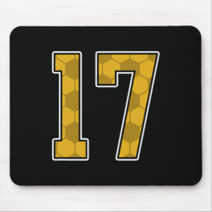 Gold Soccer Pattern Number 17 Jersey Player Unifor Mouse Pad