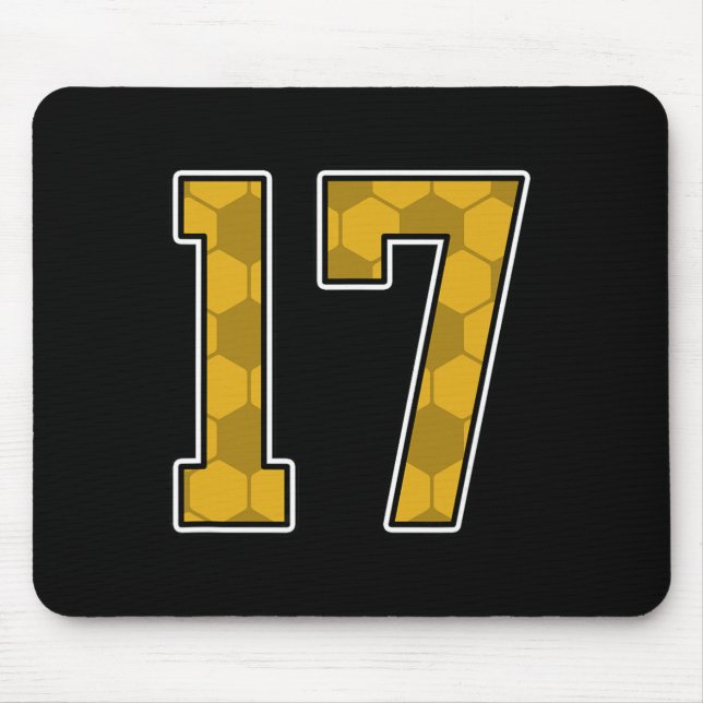 Gold Soccer Pattern Number 17 Jersey Player Unifor Mouse Pad (Front)
