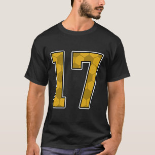 Gold Soccer Pattern Number 17 Jersey Player Unifor T-Shirt