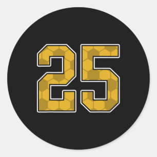 Gold Soccer Pattern Number 25 Jersey Player Unifor Classic Round Sticker