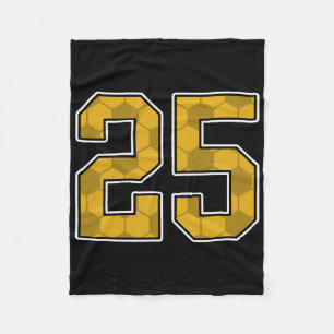 Gold Soccer Pattern Number 25 Jersey Player Unifor Fleece Blanket