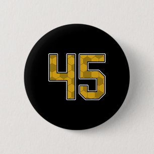 Gold Soccer Pattern Number 45 Jersey Player Unifor 6 Cm Round Badge