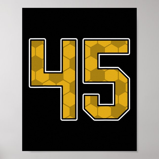 Gold Soccer Pattern Number 45 Jersey Player Unifor Poster (Front)