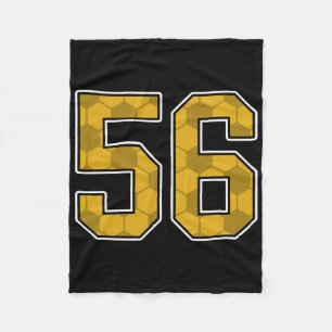 Gold Soccer Pattern Number 56 Jersey Player Unifor Fleece Blanket