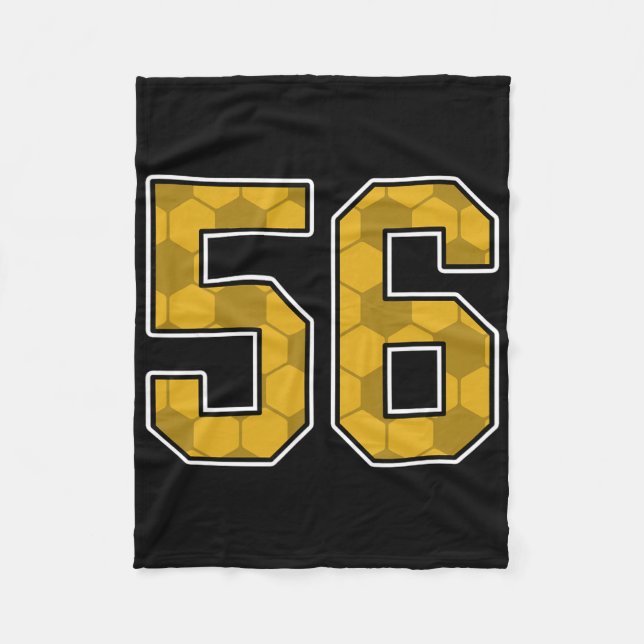 Gold Soccer Pattern Number 56 Jersey Player Unifor Fleece Blanket (Front)