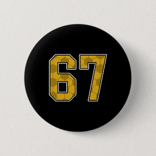 Gold Soccer Pattern Number 67 Jersey Player Unifor 6 Cm Round Badge