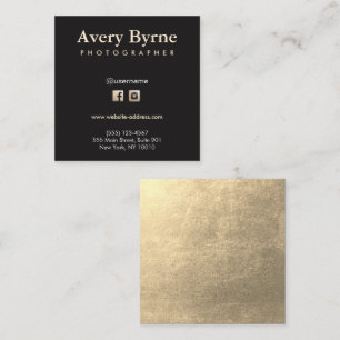 Gold Social Media Icons Black Square Business Card