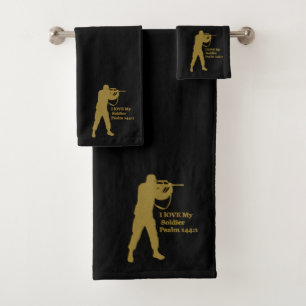 Gold solder sniper bath towel set