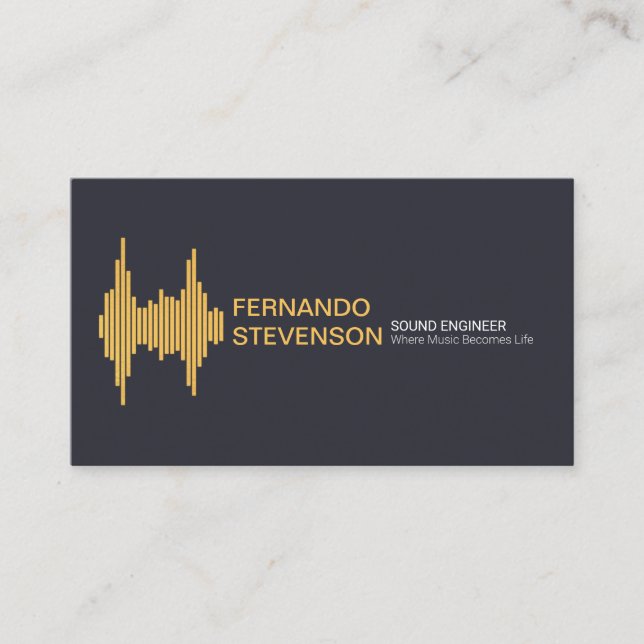 Gold Sound Wave Stylish Name Setting Business Card (Front)