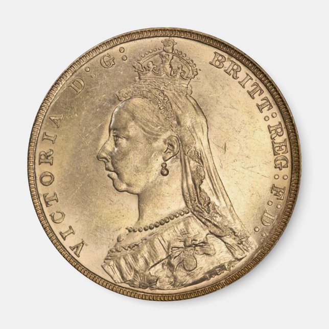 GOLD SOVEREIGN. Queen Victoria. Magnet (Front)
