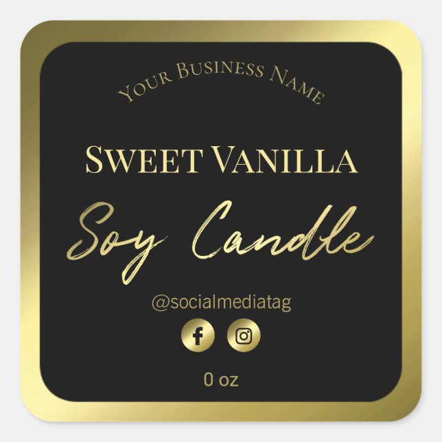 Gold Soy Candle Text Black Label (Front)