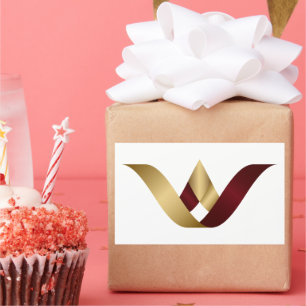 Gold Spa and Beauty Monogram Letter V Rectangular Sticker