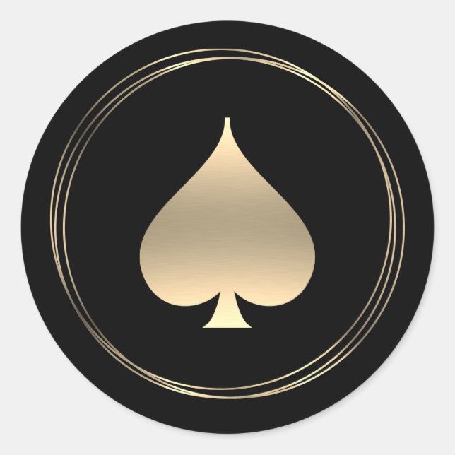 Gold Spade Symbol Classic Round Sticker (Front)