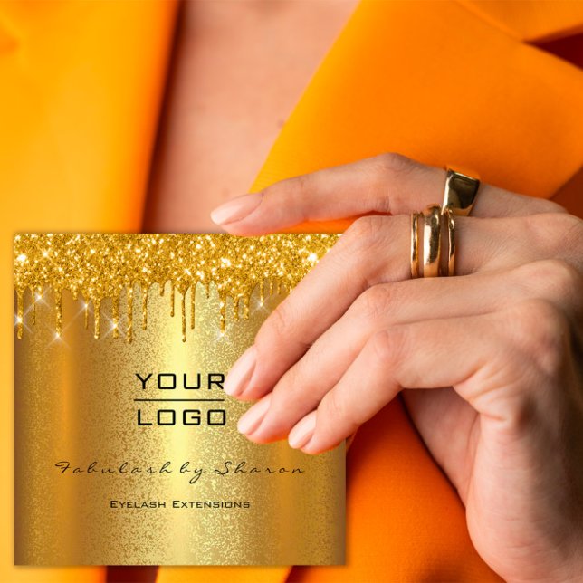 Gold Spark Makeup Artist Event Planner Beauty Logo Square Business Card (Gold Spark Makeup Artist Event Planner Beauty Logo Square Business Card)