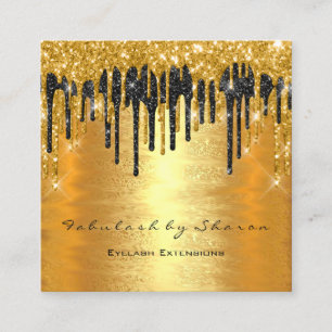 Gold Spark Makeup Artist Lash Black Drips Lux Square Business Card