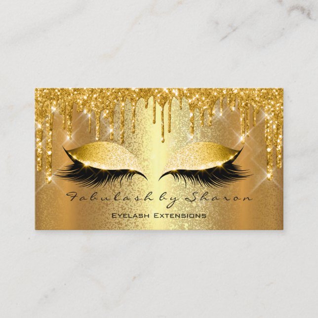 Gold Spark Makeup Artist Lashes Aesthetician Business Card (Front)