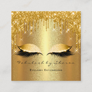 Gold Spark Makeup Artist Lashes Logo Lux Square Business Card