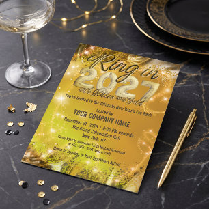 Gold Sparkle 2027 Corporate New Years Eve Party Invitation