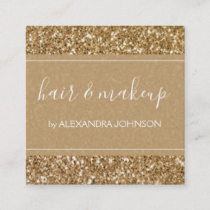 Gold Sparkle and Glitter Hair & Makeup Square Business Card