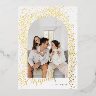 Gold Sparkle Arch Photo Foil Holiday Card