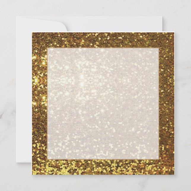 Gold sparkle background square invitation (Front)