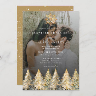 Gold Sparkle Christmas Wedding Invitation