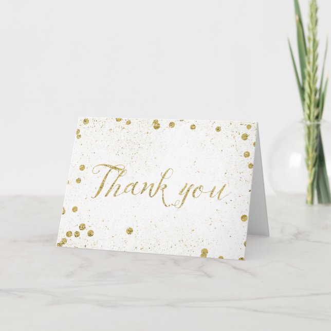 Gold Sparkle Confetti Dots Thank You (Front)