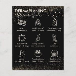 Gold Sparkle Dermaplaning aftercare Budget Flyer